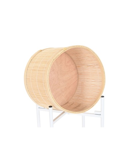 Cache-pot Home ESPRIT Blanc Naturel Métal Bambou 31 x 31 x 103 cm (3 Pièces)