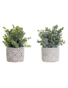 Plante décorative DKD Home Decor Vase Vert Résine PE (10,5 x 10,5 x 24 cm) (2 Unités)