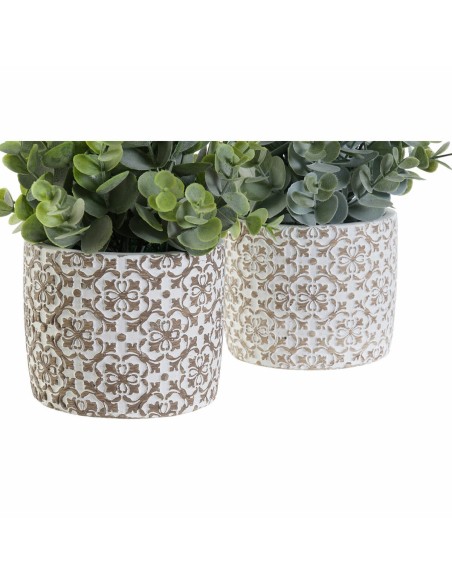 Plante décorative DKD Home Decor Vase Vert Résine PE (10,5 x 10,5 x 24 cm) (2 Unités)