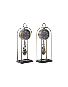 Horloge de table DKD Home Decor Verre Noir Doré Fer (17 x 12 x 46,5 cm) (2 Unités)