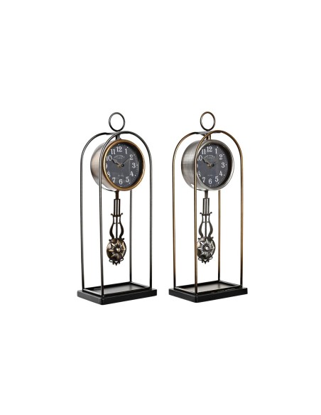 Horloge de table DKD Home Decor Verre Noir Doré Fer (17 x 12 x 46,5 cm) (2 Unités)