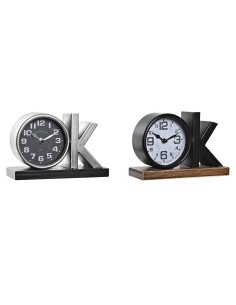 Horloge de table DKD Home Decor 23 x 8 x 15 cm Argenté Noir Fer (2 Unités)
