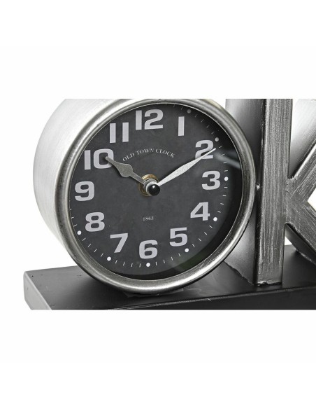 Horloge de table DKD Home Decor 23 x 8 x 15 cm Argenté Noir Fer (2 Unités)