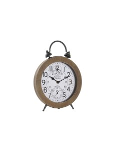 Horloge de table DKD Home Decor Naturel MDF Blanc Fer (24 x 5 x 30 cm)