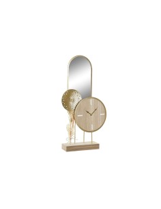 Horloge de table DKD Home Decor 26 x 8 x 53 cm Miroir Naturel Doré Métal Bois MDF