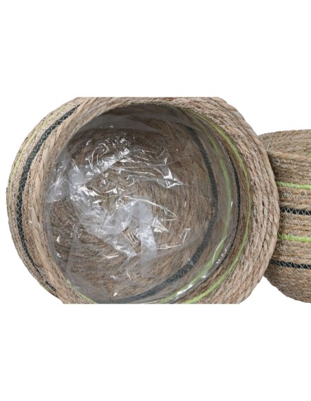 Cache-pot Home ESPRIT Marron Vert Fibre Arabe 44 x 44 x 33 cm (6 Unités)
