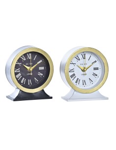 Horloge de table DKD Home Decor Blanc Noir Verre Fer 12 x 6 x 13 cm (2 Unités)