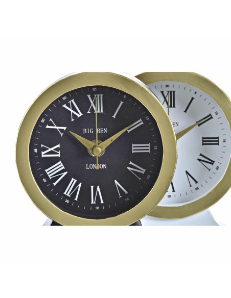 Horloge de table DKD Home Decor Blanc Noir Verre Fer 12 x 6 x 13 cm (2 Unités)