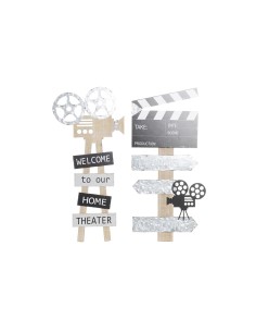 Décoration murale DKD Home Decor 32 x 2 x 70 cm Noir Gris Vintage (2 Unités)