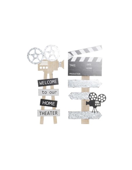 Décoration murale DKD Home Decor 32 x 2 x 70 cm Noir Gris Vintage (2 Unités)