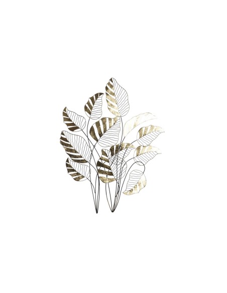 Décoration murale DKD Home Decor Noir Doré Feuille d'une plante 77 x 2,5 x 103 cm