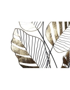 Décoration murale DKD Home Decor Noir Doré Feuille d'une plante 77 x 2,5 x 103 cm 2