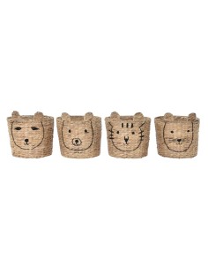 Panier DKD Home Decor Tropical animaux Joncs (35 x 35 x 35 cm) (4 Unités)