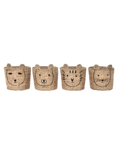 Panier DKD Home Decor Tropical animaux Joncs (35 x 35 x 35 cm) (4 Unités)