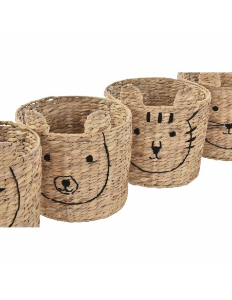 Panier DKD Home Decor Tropical animaux Joncs (35 x 35 x 35 cm) (4 Unités)