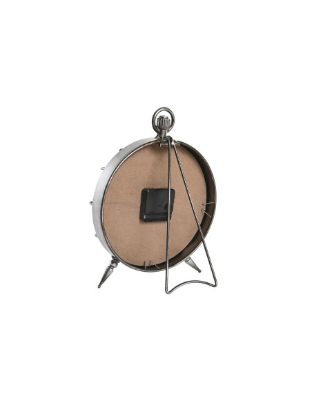Horloge de table DKD Home Decor Mappemonde 22 x 17 x 29 cm Verre Argenté Noir Doré Blanc Fer (2 Unités)