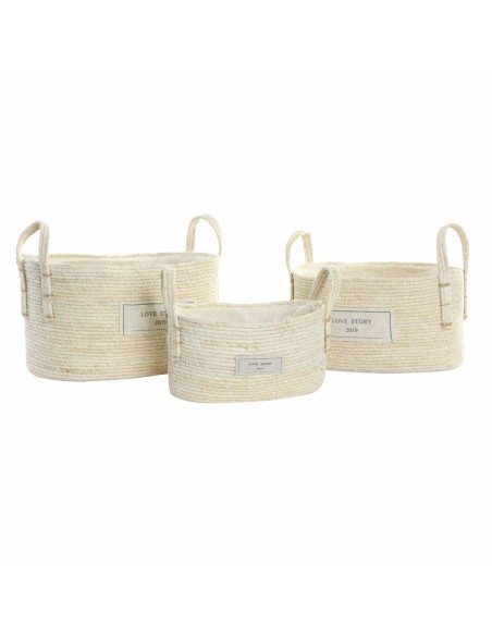 Set de basket DKD Home Decor Coton Fibre (34 x 23 x 20 cm)