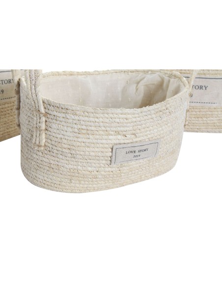 Set de basket DKD Home Decor Coton Fibre (34 x 23 x 20 cm)