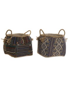 Panier DKD Home Decor 30 x 30 x 30 cm Fibre naturelle Boho (2 Unités)