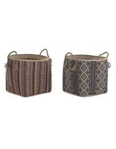 Panier DKD Home Decor 40 x 40 x 48 cm Jute Herbier marin Boho (2 Unités)