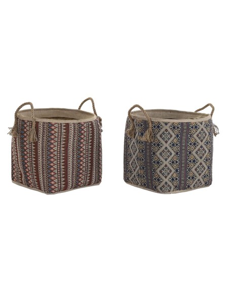 Panier DKD Home Decor 40 x 40 x 48 cm Jute Herbier marin Boho (2 Unités)