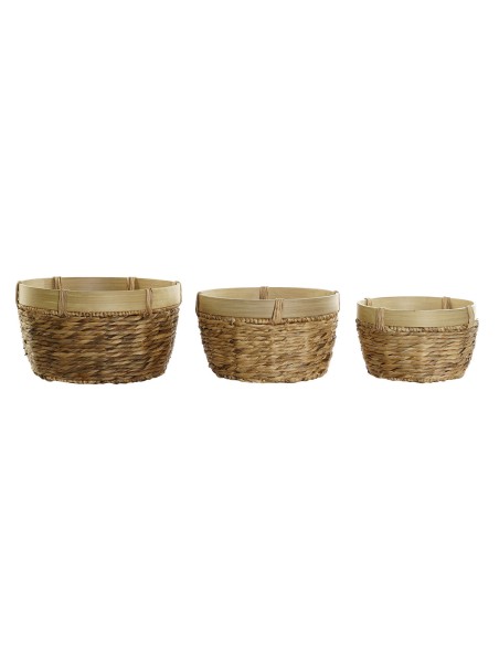 Set de basket DKD Home Decor Bambou Tropical Joncs (40 x 40 x 23 cm) (3 Pièces)