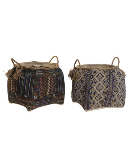 Panier DKD Home Decor Fibre naturelle 41 x 41 x 40 cm Boho (2 Unités)