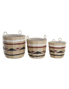 Set de basket DKD Home Decor Polyester Colonial Fibre (38 x 38 x 36 cm)