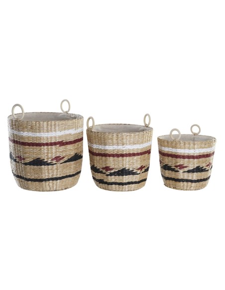 Set de basket DKD Home Decor Polyester Colonial Fibre (38 x 38 x 36 cm)