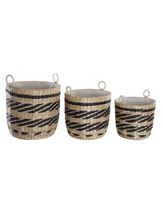 Set de basket DKD Home Decor Polyester Colonial Fibre (38 x 38 x 36 cm)