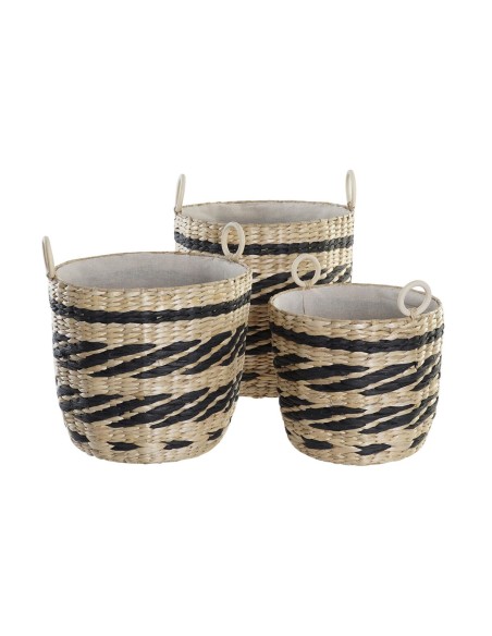 Set de basket DKD Home Decor Polyester Colonial Fibre (38 x 38 x 36 cm)