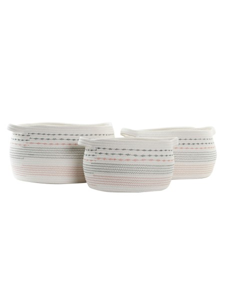 Set de basket DKD Home Decor Blanc Noir Orange 52 x 43 x 25 cm