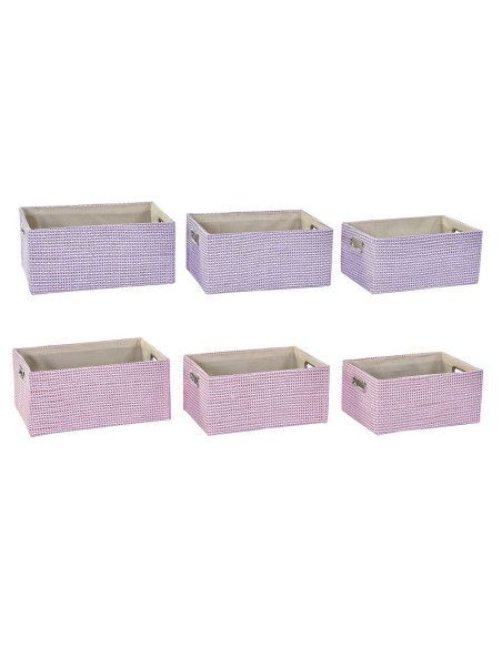 Set de basket DKD Home Decor 40,5 x 27,5 x 18 cm Polyester (2 Unités)