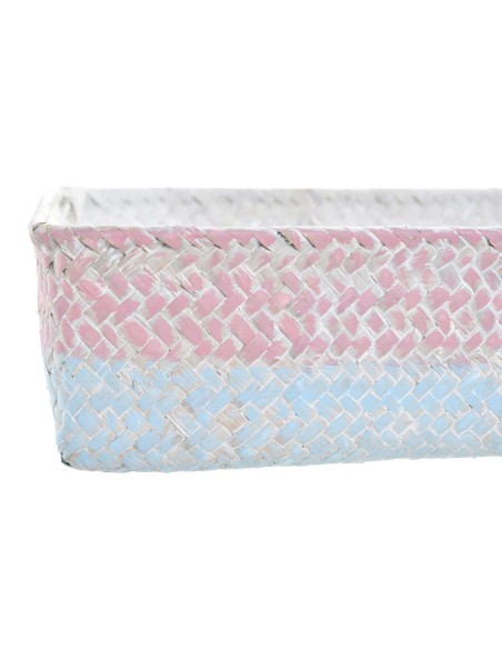 Set de basket DKD Home Decor Polyester 8,5 cm 26 x 26 x 9 cm Fibre naturelle Boho méditerranéen (4 Pièces)