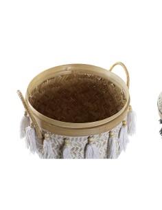 Set de basket DKD Home Decor 39 x 39 x 55 cm Bambou Frange Boho 2