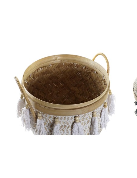 Set de basket DKD Home Decor 39 x 39 x 55 cm Bambou Frange Boho