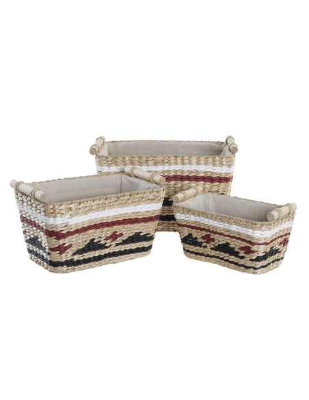 Set de basket DKD Home Decor Polyester Colonial Fibre (39 x 27 x 24 cm)