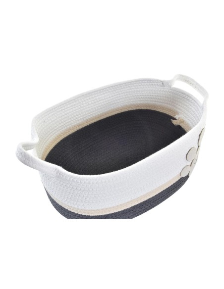 Set de basket DKD Home Decor Blanc Gris Crème 60 x 31 x 25 cm (3 Pièces)