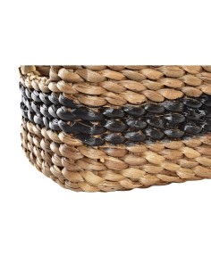 Set de basket DKD Home Decor Blanc Noir Naturel Blanc/Noir Polyuréthane Bois Métal Fibre naturelle Colonial 30 x 40 cm 32 x 25 x 2