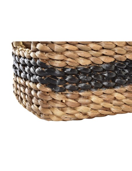 Set de basket DKD Home Decor Blanc Noir Naturel Blanc/Noir Polyuréthane Bois Métal Fibre naturelle Colonial 30 x 40 cm 32 x 25 x
