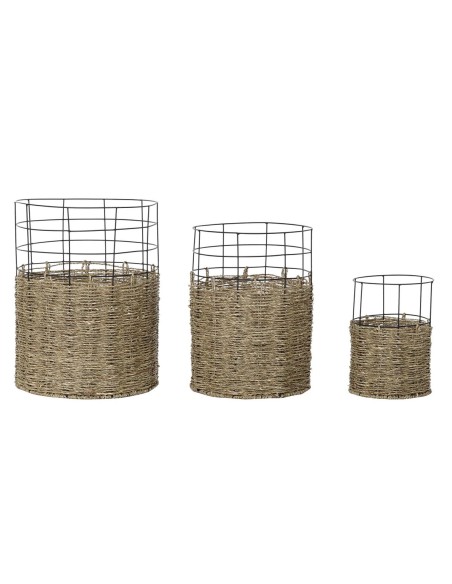 Set de basket DKD Home Decor Métal Colonial Jute (35 x 35 x 45 cm)