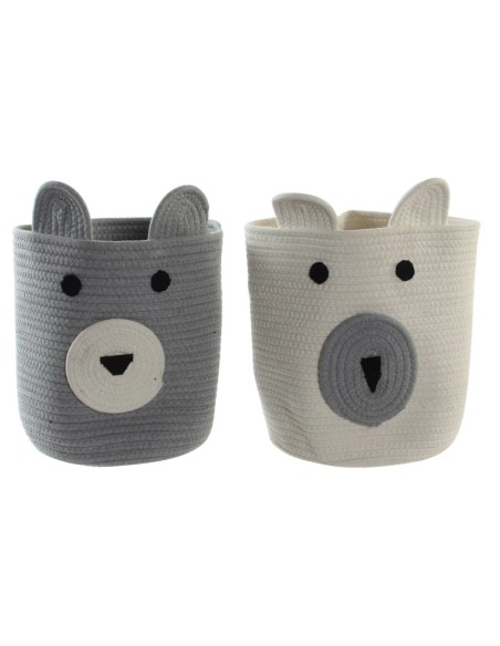 Panier DKD Home Decor Polyester Enfant Ours (25 x 25 x 37 cm) (2 Unités)