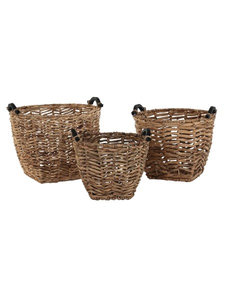 Set de basket DKD Home Decor Bois Colonial Fibre (46 x 46 x 40 cm)