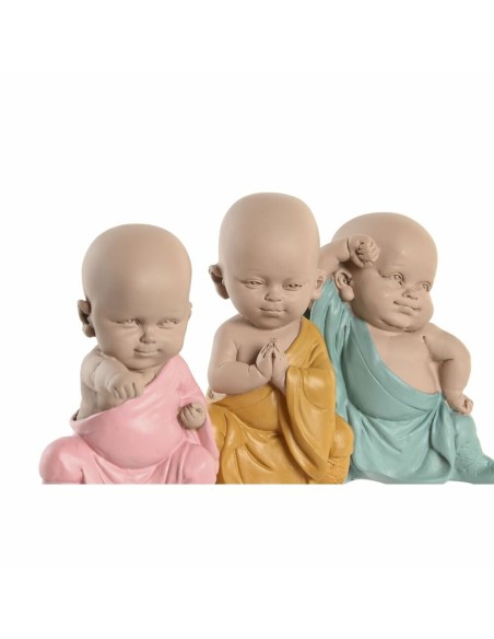 Figurine Décorative DKD Home Decor Bleu Rose Jaune Résine Moine (8 x 5,5 x 12,7 cm) (3 Unités)