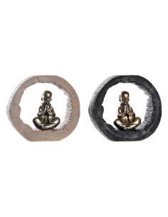 Figurine Décorative DKD Home Decor Noir Doré Moine Oriental 20,8 x 6,5 x 18,5 cm (2 Unités)