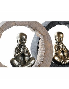 Figurine Décorative DKD Home Decor Noir Doré Moine Oriental 20,8 x 6,5 x 18,5 cm (2 Unités) 2
