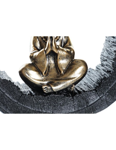 Figurine Décorative DKD Home Decor Noir Doré Moine Oriental 20,8 x 6,5 x 18,5 cm (2 Unités)