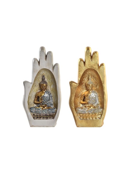 Figurine Décorative DKD Home Decor Gris Doré Buda Résine (10 x 7,2 x 20,9 cm) (2 Unités)