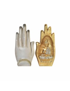 Figurine Décorative DKD Home Decor Gris Doré Buda Résine (10 x 7,2 x 20,9 cm) (2 Unités) 2