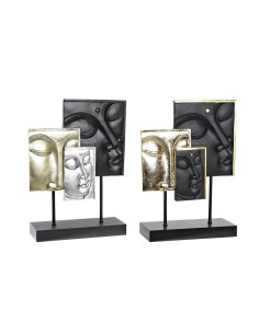 Figurine Décorative DKD Home Decor Noir Doré Buda Oriental 22,5 x 8 x 30,7 cm (2 Unités)